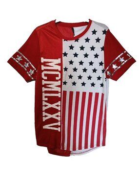 True Rock T Shirt Men's L Short Sleeve Mesh Back Stars & Stripes American Flag